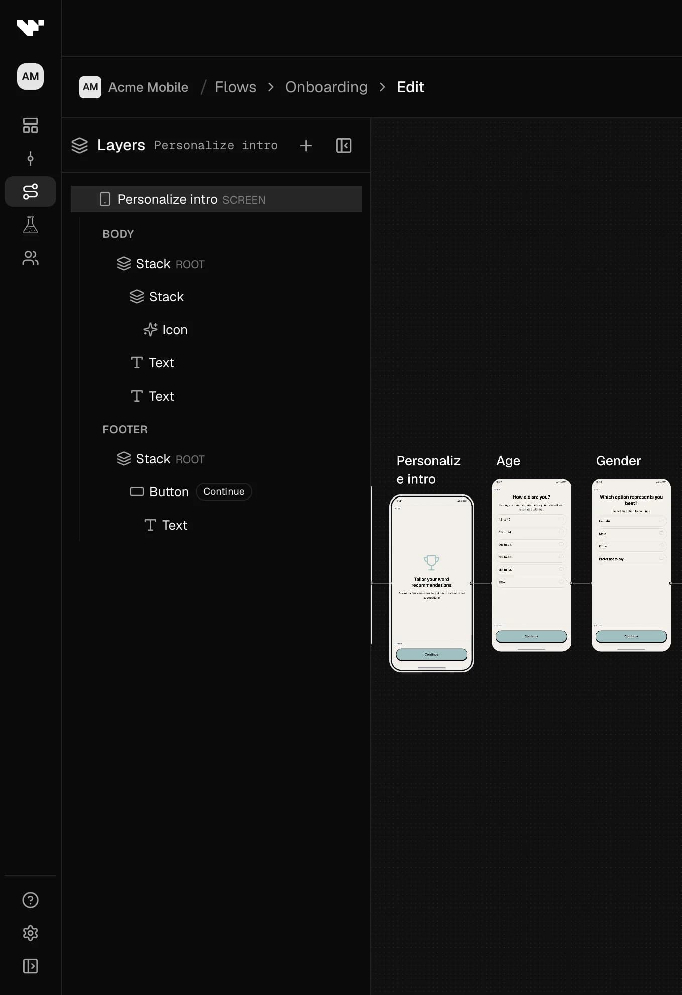 Layers panel with a screen selected and layer list visible